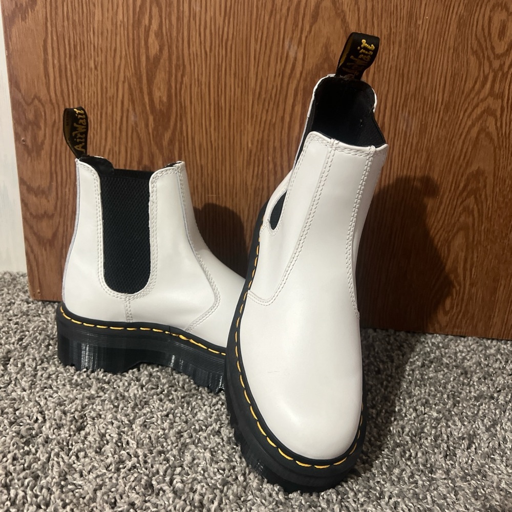 Dr. Martens White Platform Chelsea Boots